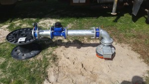 new lowara pump installed and 100mm headworks and flow meter.